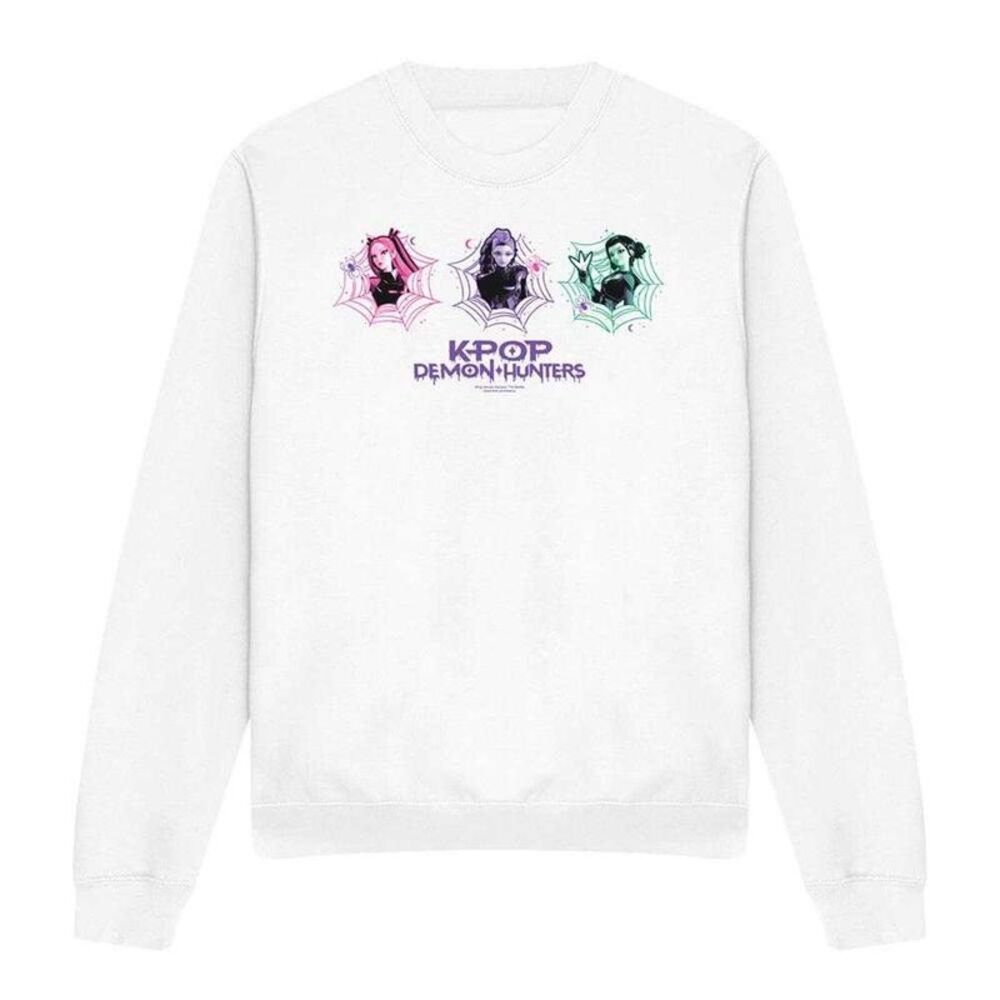 K-Pop Demon Hunters Unisex Adult Huntr/X Spider Web Sweatshirt / White
